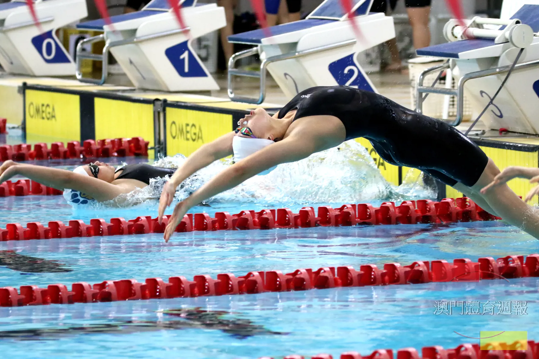澳門國際學校的黃婉柔於女子A組一百米仰泳打破大會紀錄.JPG